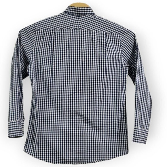 Southern Tide Men's Medium Trim Fit Blue White Checkered Shirt Striped Flip Cuff - Picture 3 of 4